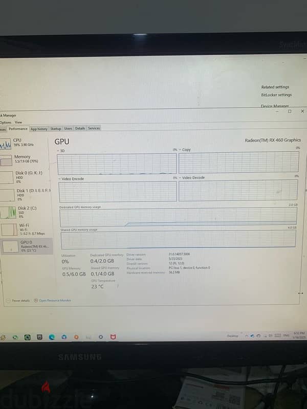 تجميعة كمبيوتر i5 9400f/ asrock b365m/ 8GB Ram/ asus dual rx 460 8