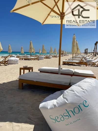 Chalet 107m for sale with the lowest down payment prime location on swimming pool with installments in Seashore Hyde Park North Coast Ras El Hekma