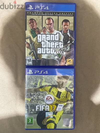 لعبتين بلايستيشن ps4 - gta & fifa 17