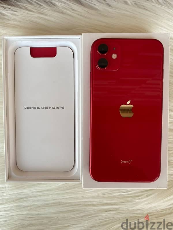 iphone 11 red with box and charger 3