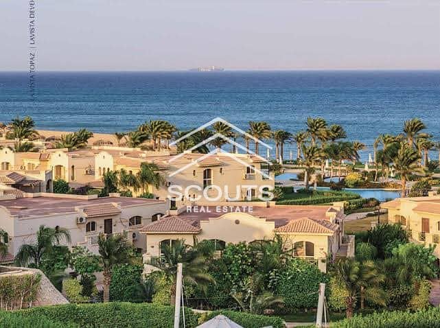 Chalet for sale in Ain Sokhna, La Vista 6 Village, immediate delivery, sea view, first row on the sea, direct sea view, at the best price in installme 0