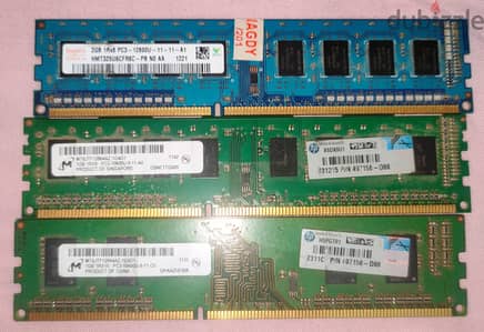 رامات  2GB pc3 DDR3 بسعر لقطة بمجموع 4GB