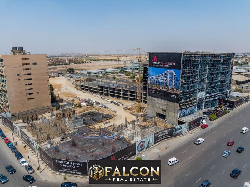 For sale, a fully finished apartment at a special price in Marriott Residence Compound, next to City Center Almaza Mall, on Suez Direct Road 0