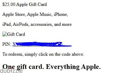 بطاقه مشتريات apple Card بقيمه 25$ 1