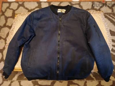 Dark blue gabardine jacket size XL   جاكيت جبردين كحلى مبطن مقاس XL