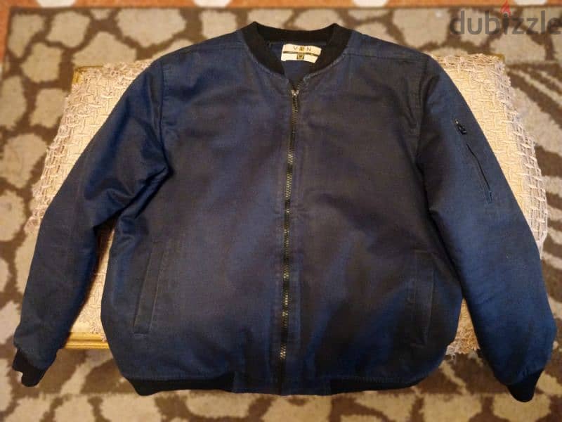 Dark blue gabardine jacket size XL   جاكيت جبردين كحلى مبطن مقاس XL 0