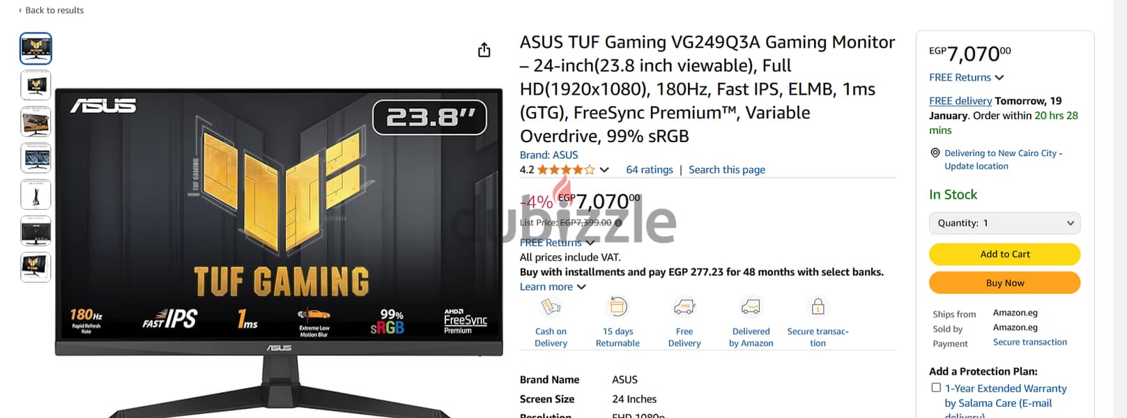 ASUS TUF GAMING MONITOR VG249Q3A 1