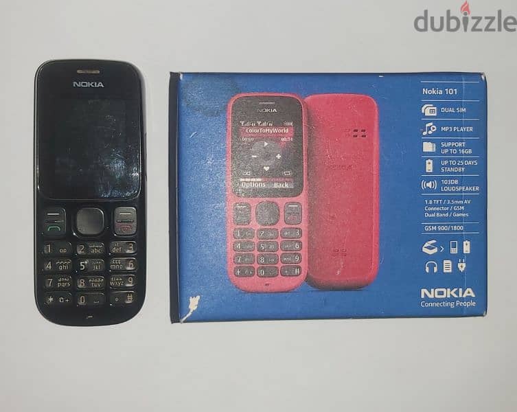 موبايل Nokia 101 أصلي (هندي) بشريحتين بعلبته وبكل حاجته حالة ممتازة 1