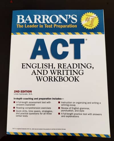 BARRON'S ACT ENGLISH, READING AND WRITING WORKBOOK 2ND EDITION