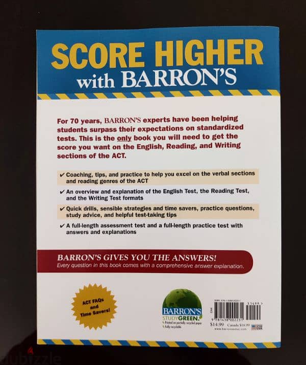 BARRON'S ACT ENGLISH, READING AND WRITING WORKBOOK 2ND EDITION 1