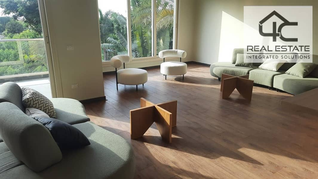 Apartment with garden first residence in a villa for rent 3 bedrooms fully furnished modern with a/cs in Lake View Compound next to Dusit 0