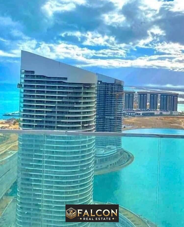 With a 5% down payment own an apartment ready to move in El Alamein Towers ultra super lux finished with air conditioners sea view installments10year 0