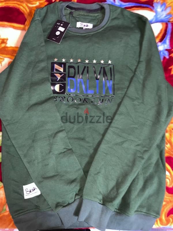 Sweatshirt زيتي صوف ناعم 1