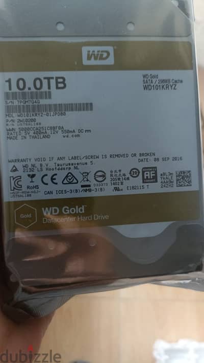 Hard 10TB Western Digital Goldجديد ضمان سنه