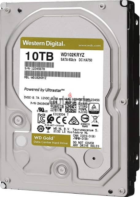 Hard 10TB Western Digital Goldجديد ضمان سنه 1