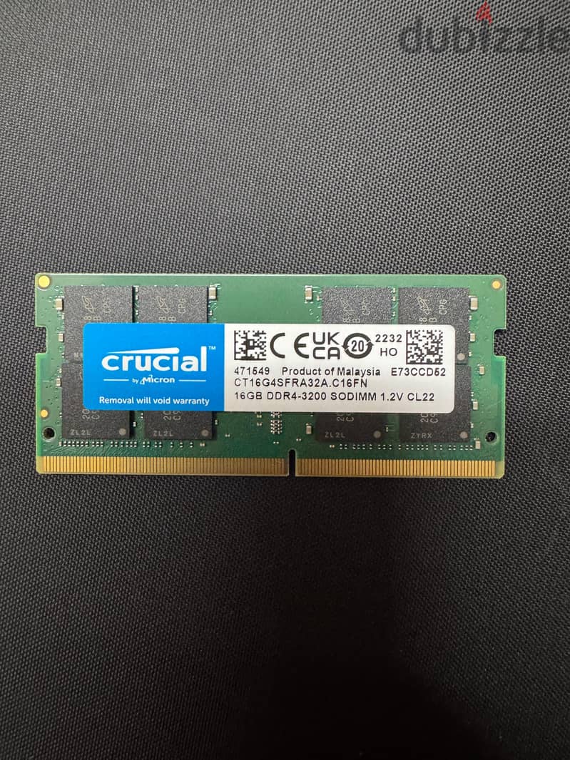 ذاكرة لاب توب كروشال رام 16 جيجابايت DDR4 3200 ميجاهرتز CL22 CT16G4SFR 0