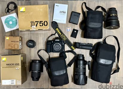 فرصة رائعة لمحبي التصوير للبيع كاميرا نيكون Nikon D750 DSLR مع ٤ عدسات