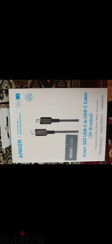 كابل Anker type -c to type -c,  ضمان اتصال 18 شهر