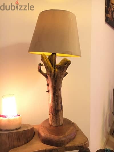 handmade wooden tree lamp