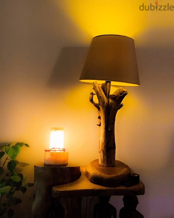 handmade wooden tree lamp 2