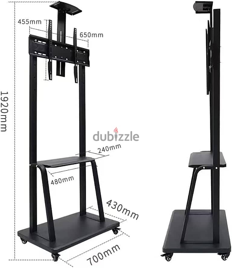 استاند تلفزيون متحرك لشاشات مقاس 75 بوصة ارتفاع قابل للتعديل 55/65/75 6