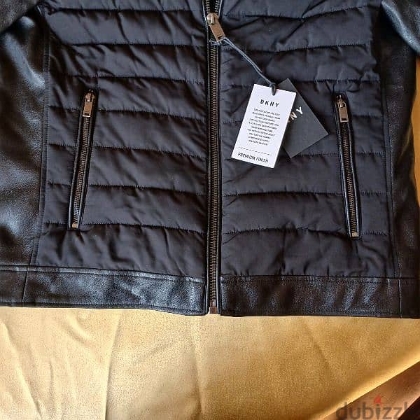 Men DKNY Leather Jacket NEW Size Medium 3