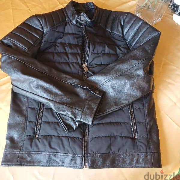 Men DKNY Leather Jacket NEW Size Medium 4