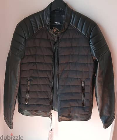 Men DKNY Leather Jacket NEW Size Medium