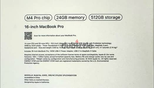 Macbook m4 pro 16 inch 24gb 512g new sealed Space black