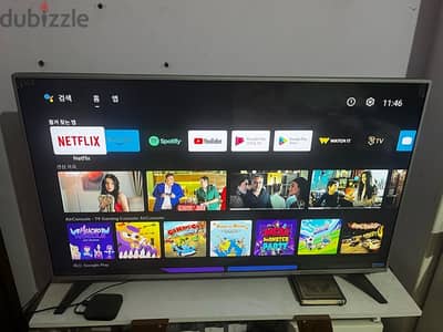 شاشة led 49 بوصة للبيع  استعمال خفيف معها tv box شاومى