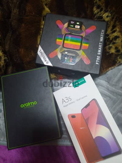 و السمارت ووتش و اوبو a3s معايا علب oraimo air bods