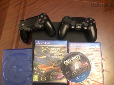 PS4 Slim, Barley Used,With 2 Perfect controllers and 5 Games