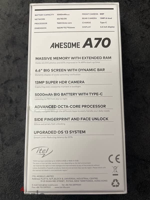 itel A70 not used 1