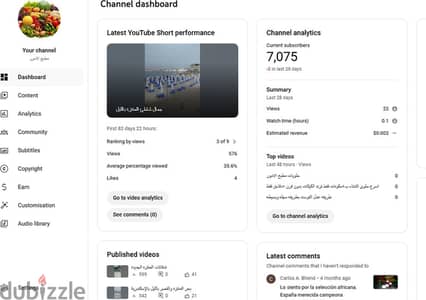 قناة يوتيوب مفعلة الدخل 7000 مشترك youtube