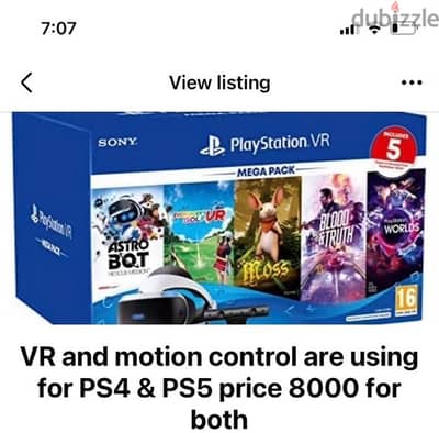 used VR with the control can be use for ps4 & ps5