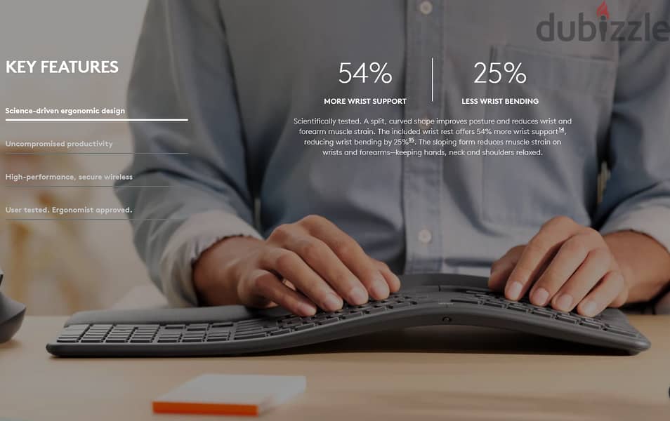 Logitech ERGO K860 Ergonomic Wireless Keyboard كيبورد لاسلكي لوجيتك 1