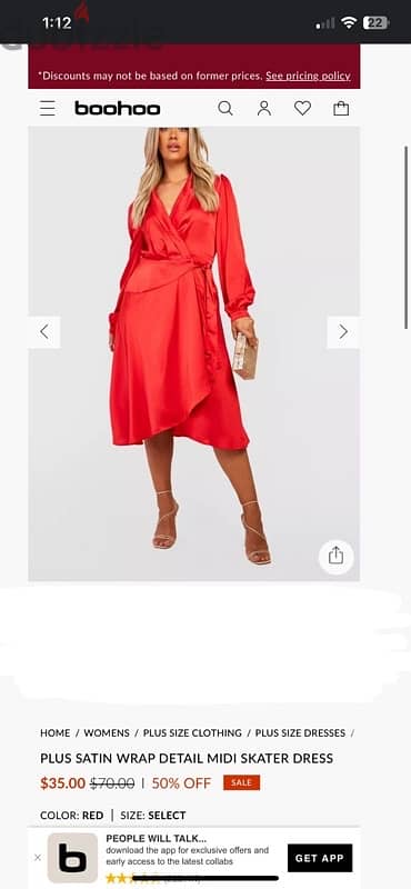 red dress for 750 LE instead of 1750