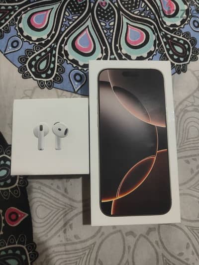 Iphone 16 pro max + Airpods 4 جديد متبرشم