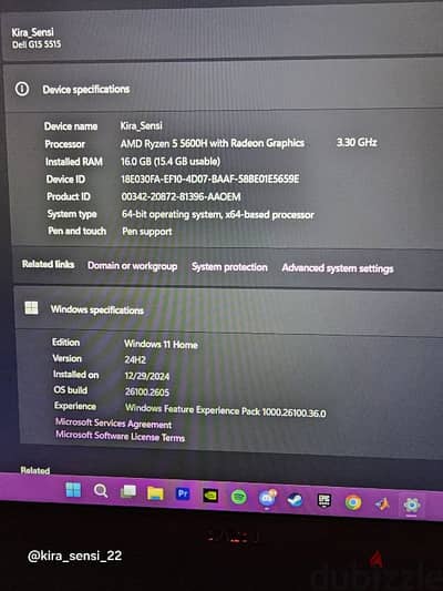 dell g15 5515 ryzen 5 5600H Rtx 3050 4Gb