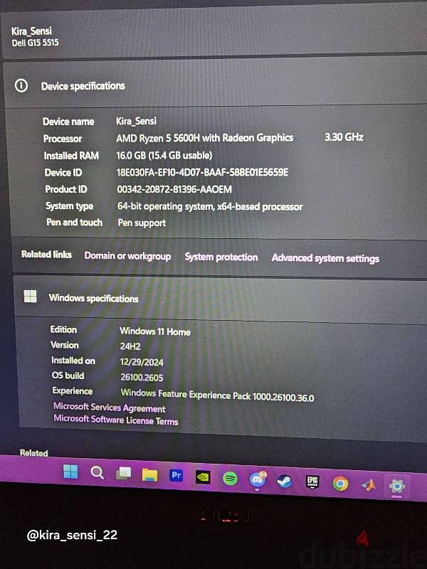 dell g15 5515 ryzen 5 5600H Rtx 3050 4Gb 0