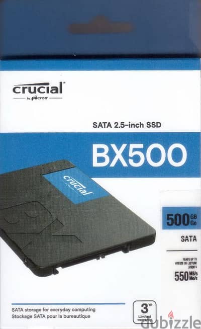 Hard Desk Crucial BX500 SSD 500 Giga - Sata for Laptop and PC