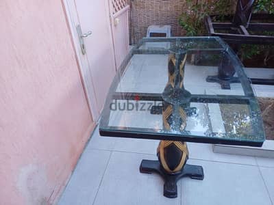 solid wood with glass top dining table