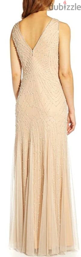 Adrianna Papell Women's Beaded Halter Godet Gown فستان سواريه 1