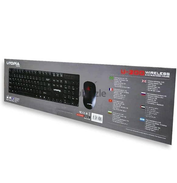 Wireless Mouse & Keyboard U-200, 10m Receiving Distance - Black 2