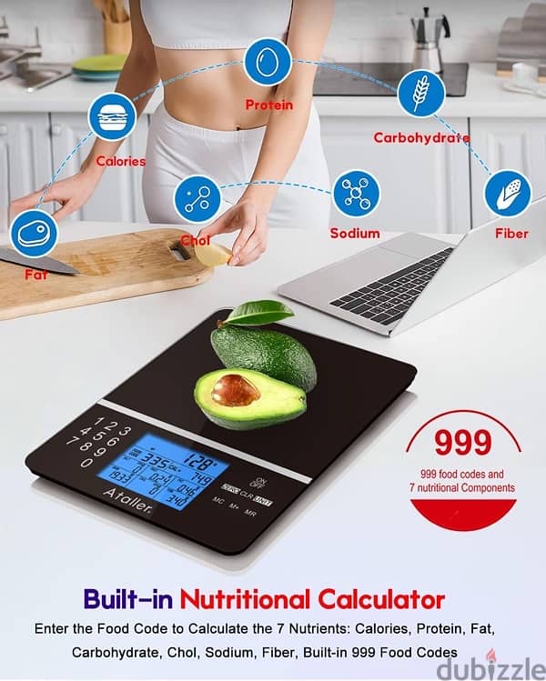 Food Scale with Nutritional Calc.  ميزان طعام يحسبلك أكلك بكل التفاصيل 2