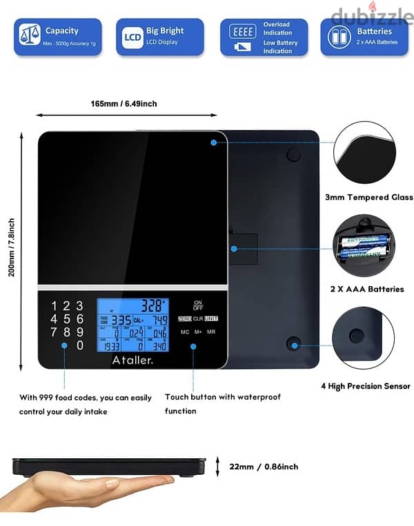 Food Scale with Nutritional Calc.  ميزان طعام يحسبلك أكلك بكل التفاصيل 5