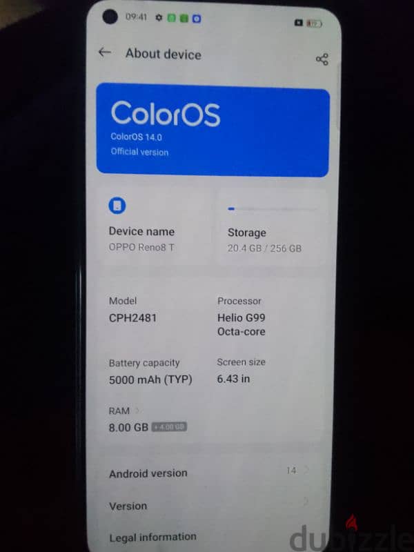 موبايل oppo Reno8 T استعمال 3 شهور فقط كسر زيرو 8