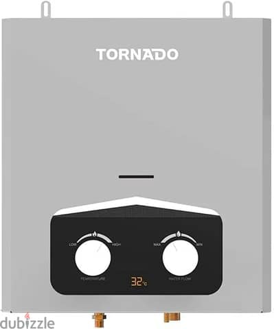 سخان غاز تورنيدو 6 لتر بدون مدخنة لون سيلفر - جديد بالكرتونة