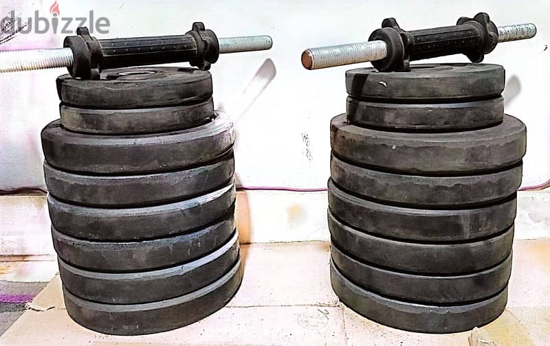 2 دمبل حر hand bar  بالاوزان بتاعتهم 70kg  ب 2500 قابل للتفاوض 2