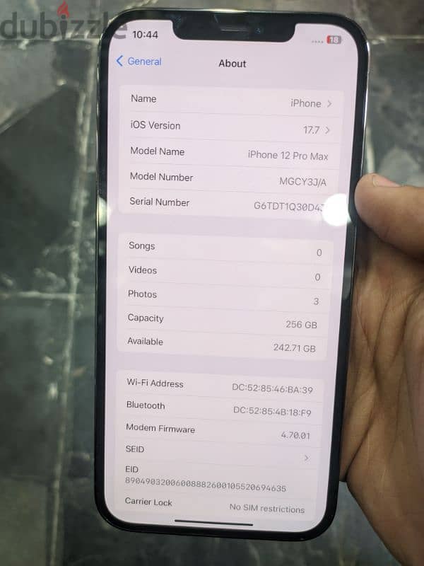 iphone 12 pro max 256 بطاريه 90 بضمان محل 3